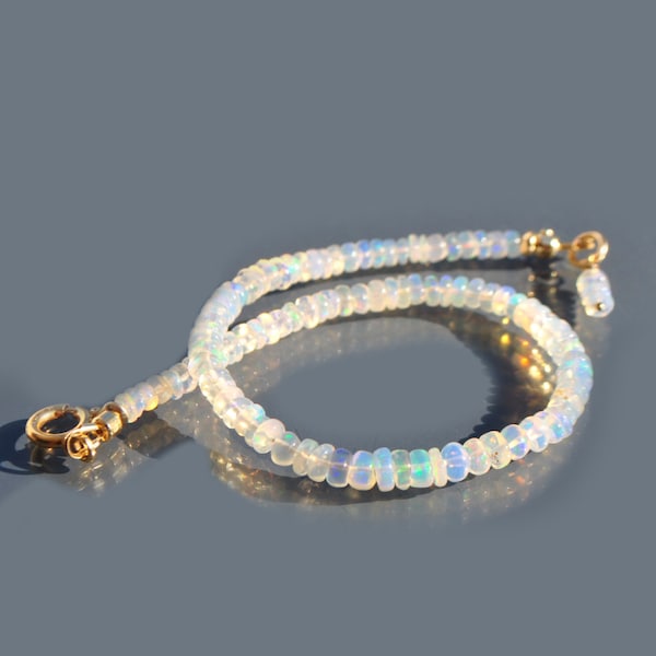 Bracelet Opale Or14K   Bijou pierre précieuse blanche