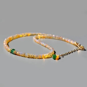 Ethiopian Welo Opal Necklace Emerald Pearl - Gemstone Jewelry
