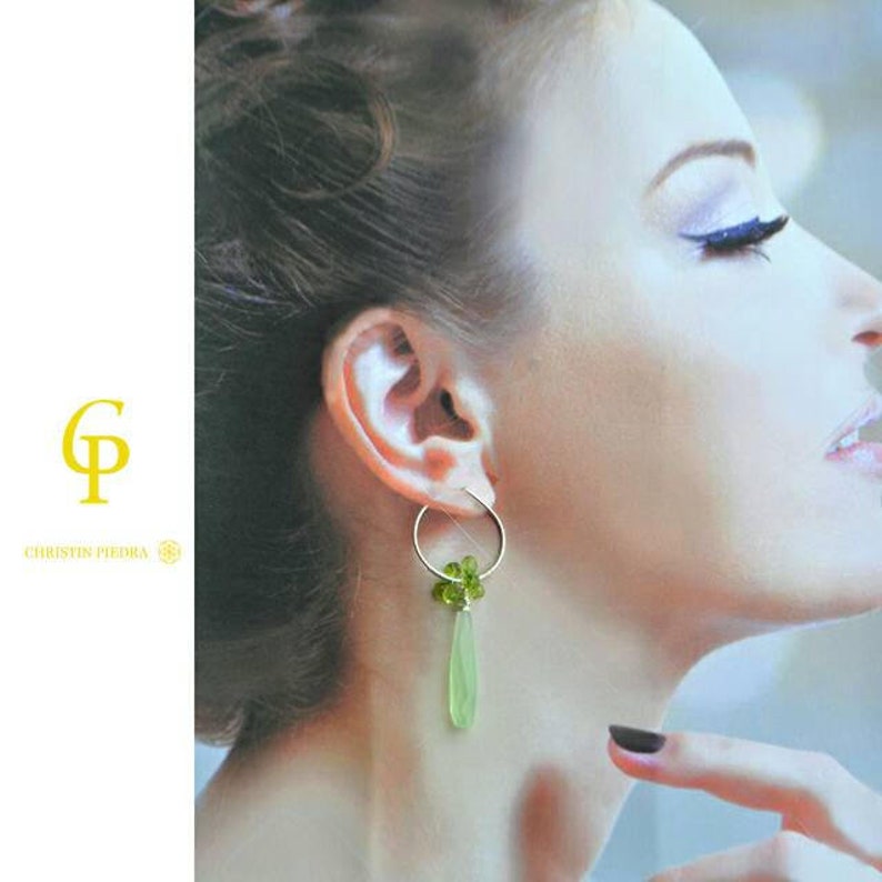 P\u00e9ridot Calc\u00e9doine Silver 925 earrings