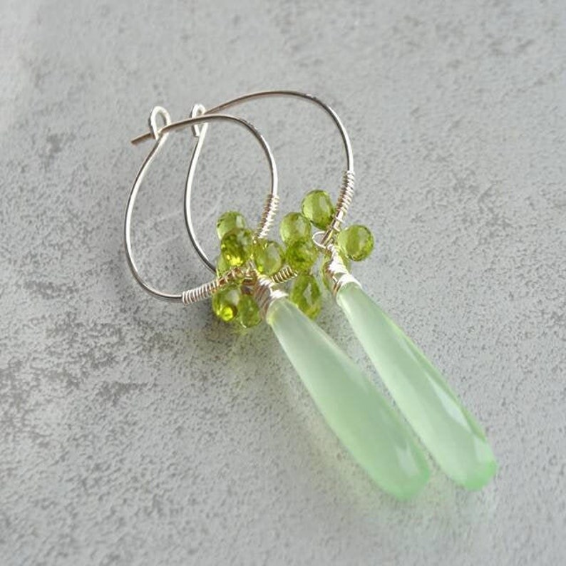 P\u00e9ridot Calc\u00e9doine Silver 925 earrings
