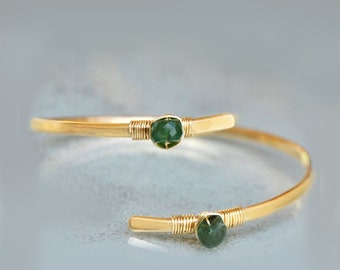 Zambia Emerald bangle 14K Gold or 925 Silver