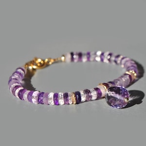 Pink and purple amethyst bracelet – Handmade jewelry in 14K gold filled
