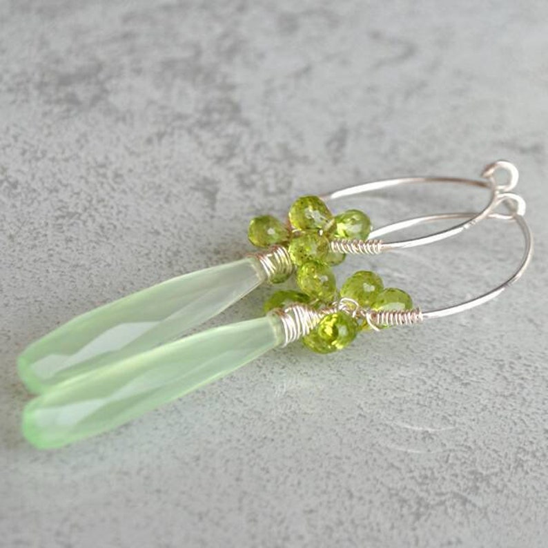 P\u00e9ridot Calc\u00e9doine Silver 925 earrings