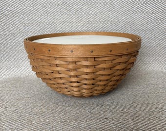Longaberger Hostess Woven Bowl Basket And Bowl Round Serving Solutions Set 11"