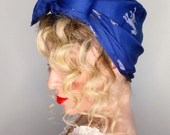 Vintage Style Headscarf - Good Dog, Blue