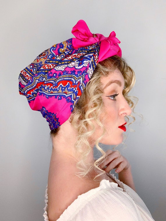 Vintage Style Headscarf - Psychedelic Pink - image 1