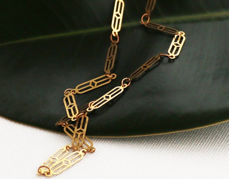 Short Gold Vintage Style Layered Necklace With Deco Chain Etsy