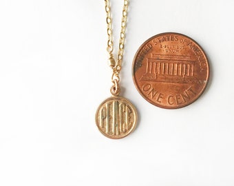 Vintage Brass Peace Sign Necklace: Long Gold-Plated Chain, Adjustable Length