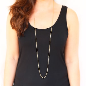 Extra Long Gold Crimped Chain Necklace | 42 inches | Adjustable | Mix and Match | Tarnish Resistant | Custom Length | Layering | Double Wrap