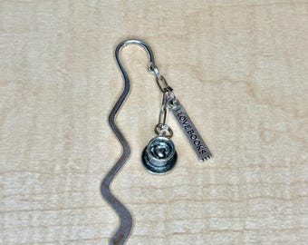 Tea & Books Small Metal Bookmark | Silver Teacup Charm | Cozy Reader Accessory