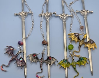 Dragon Sword Bookmark | Fantasy Reader Gift | OOAK Options Available | Glass Beads