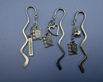 Choose Any 2 Charms | Charm Bookmark | Custom Reader Gift | Hearts & Books | Booklover Accessory
