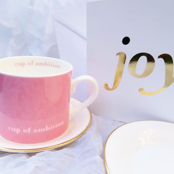 Cup of Ambition with JOY greetings card.