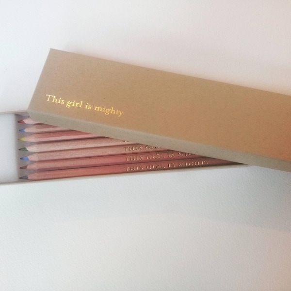 This GIrl is Mighty box of colouring pencils. Motivational gift. Artists gift. Feminist gift. Christmas Pencils.Stocking Filler.Secret Santa