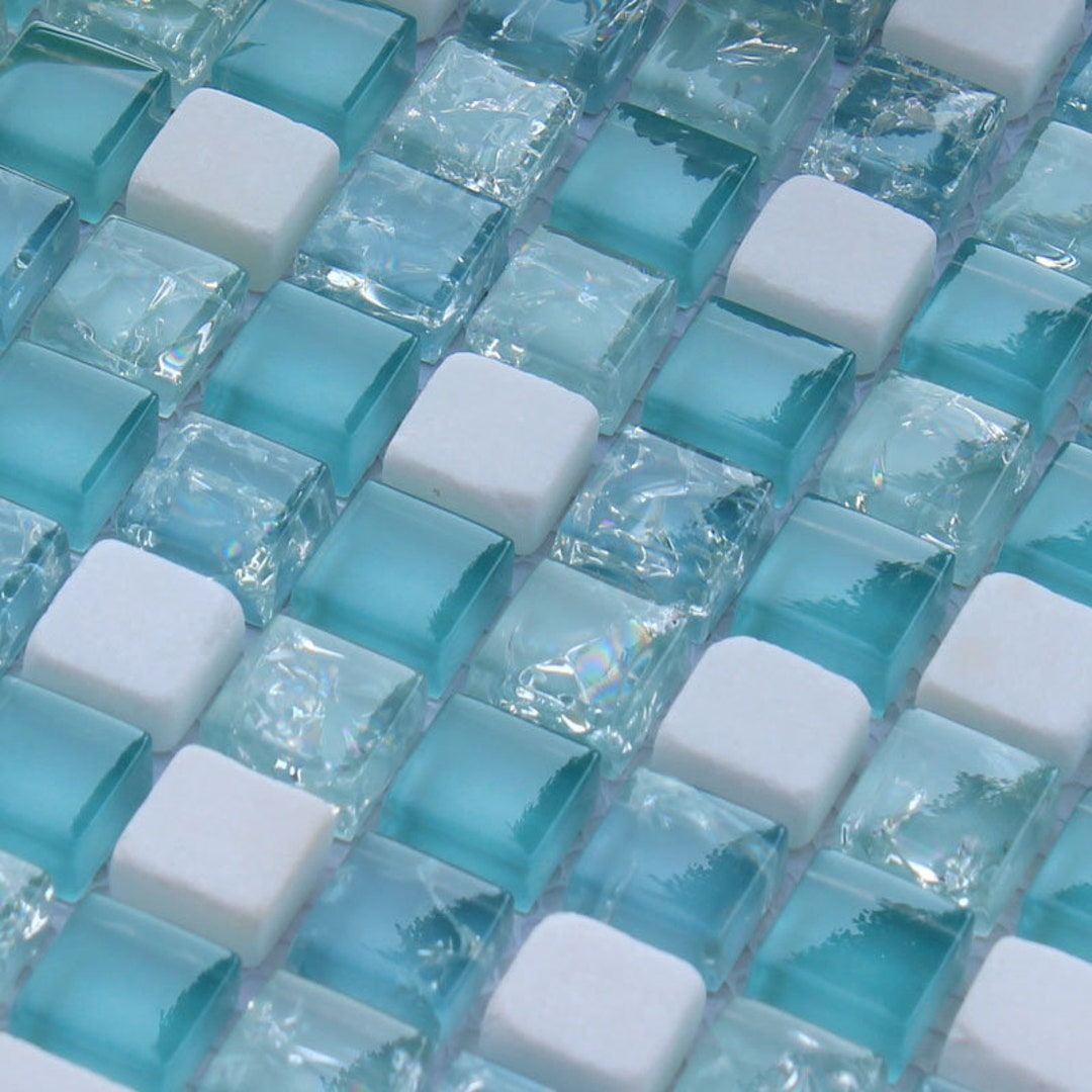 Sea Foam Mixed Squares Glass Tile