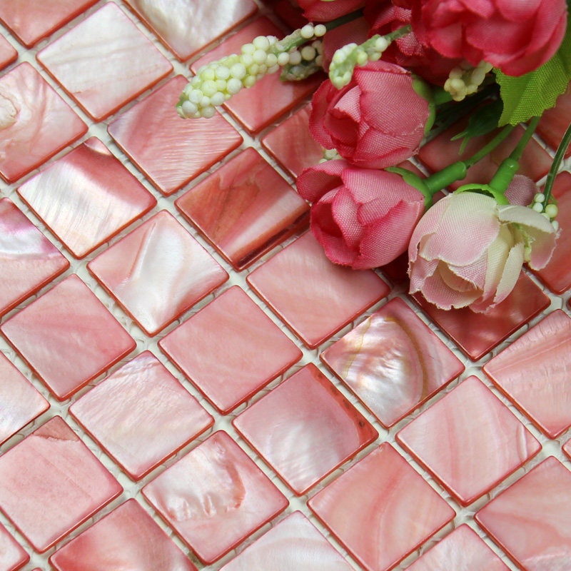 Pink Mother of Pearl Tile Squares Bk01511.6x11.6 Etsy