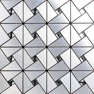 Peel and Stick Tile 6127-11.8&quot;x11.8&quot; Per Sheet, Silver Brushed Foil Mix Glass Rhinestone Backsplash Tiles, Pinwheel Adhsive Mosaic Wall Tile