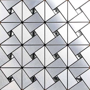 Peel and Stick Tile 6127-11.8x11.8 Per Sheet, Silver Brushed Foil Mix Glass Rhinestone Backsplash Tiles, Pinwheel Adhsive Mosaic Wall Tile image 1