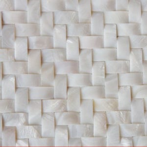 White Mother of Pearl Herringbone Mosaic Tile, 11.8"x11.4" Per Sheet, Arched Basket Weave Shell Backsplash Tiles