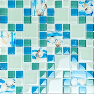 Kust oceaan glasmozaïek tegel strandthema backsplash voor badkamer en keuken Op zee geïnspireerde wanddecoratie