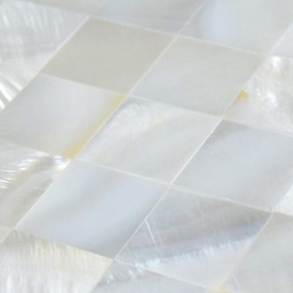 White Mother of Pearl Tile, Seamless Backsplash, Bath Wall  display picture 3
