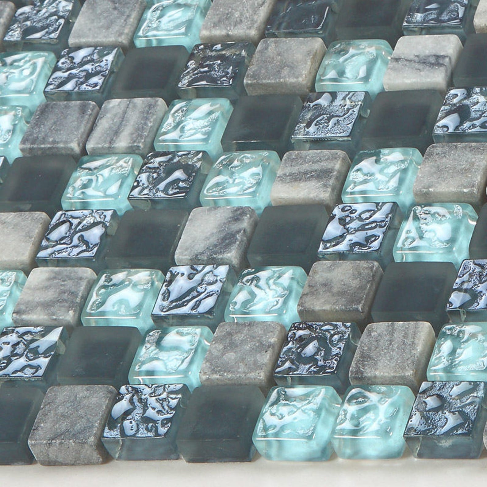 GrayBlue Glass and Stone Mosaic Tiles SB30512x12 Etsy