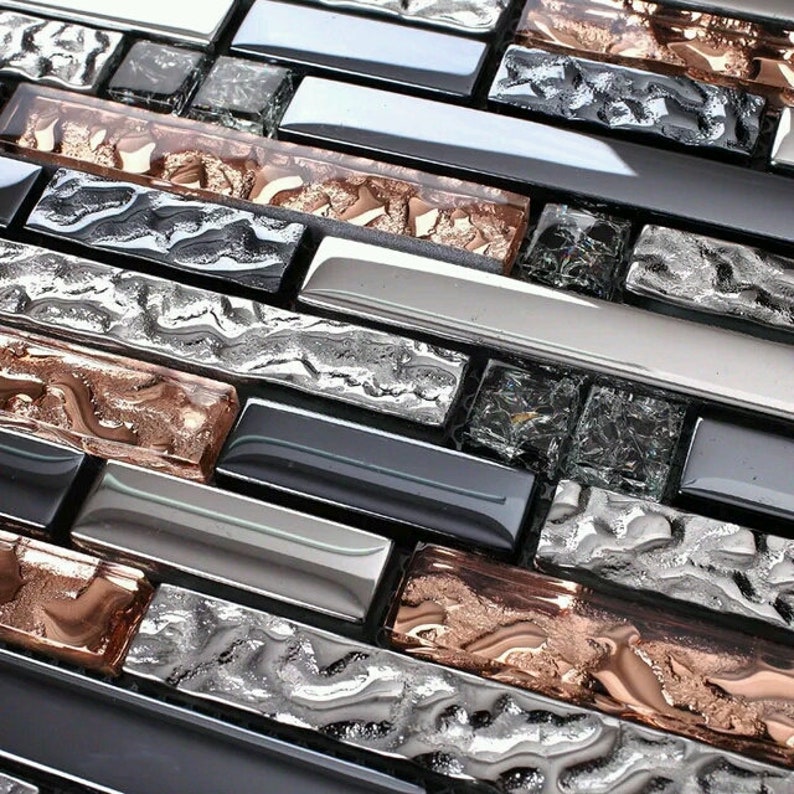 rose gold tile backsplash