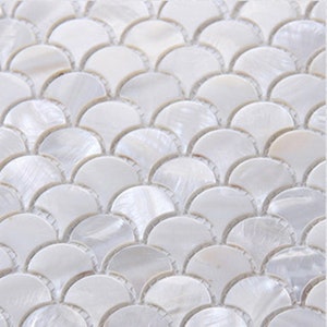 Mother of Pearl Tile Fish Scale Pure White Shell Mosaic Honed Kitchen Backsplash Bathroom Wall Tiles