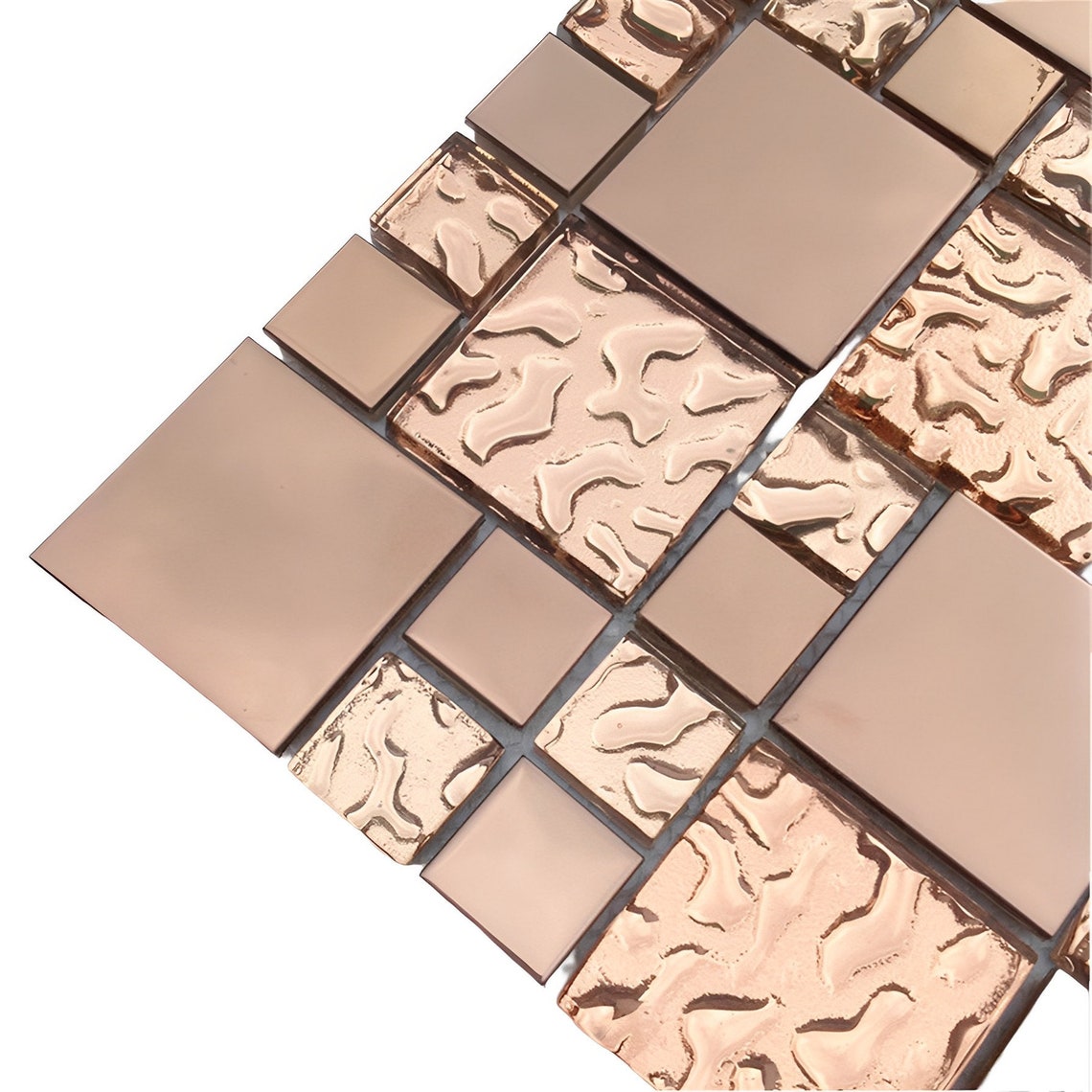 Rose Gold Backsplash Tile Metal and Glass Mosaic HD280 Shiny Etsy Canada