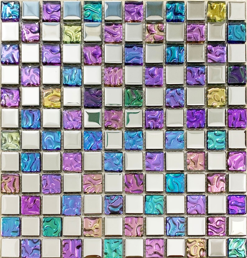 multi color glass tile backsplash