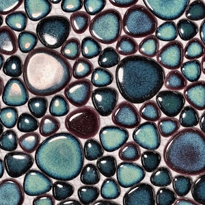 Artisan Pebble Mosaic Tile Sheet Irregular Blue Green Stone-Look for Backsplash, Shower Floor, Accent Wall, Bathroom and Spa Decor