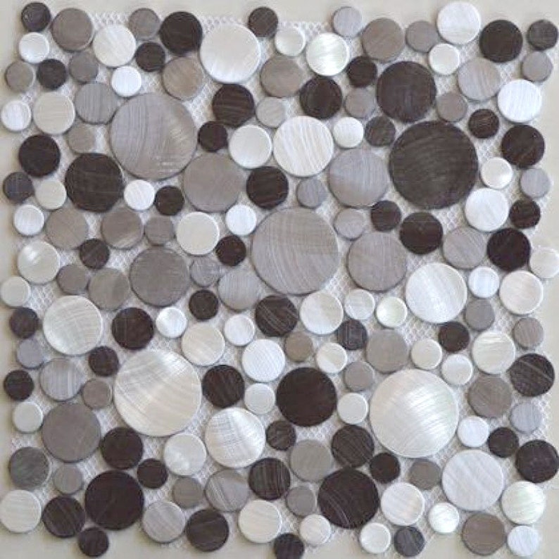 Brushed Aluminum Backsplash Tile Silver And Brown Metallic Image 0 1 2