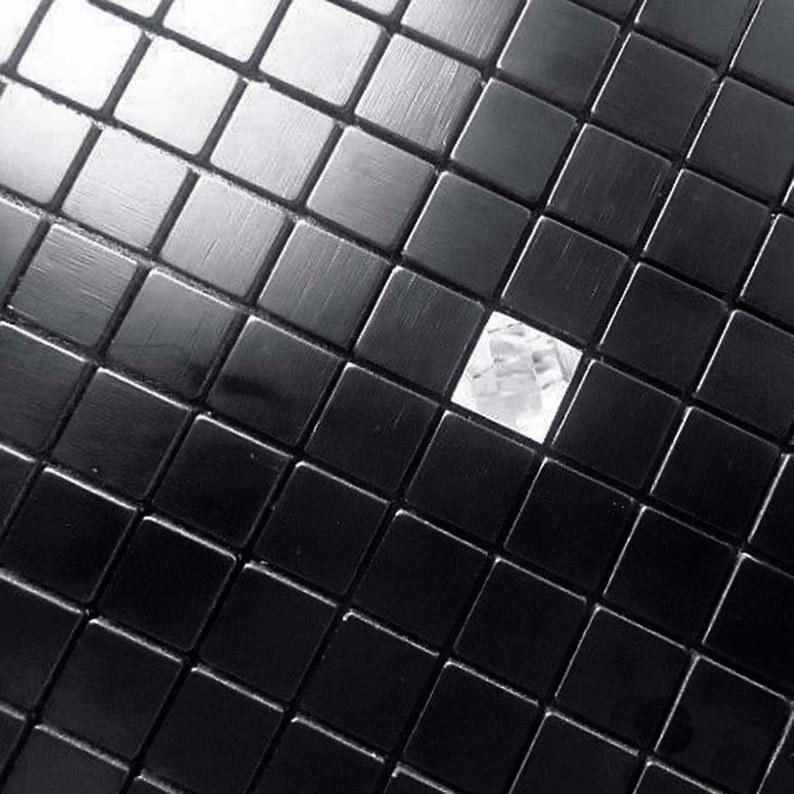 black and white peel and stick tile backsplash