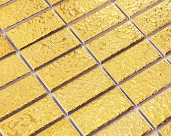 Goldkeramik-Mosaikfliese, Luxus-Backsplash, 1x2-Ziegelstein