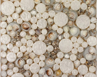 Parelmoer schelp Penny Round mozaïektegel, keukenachterwand
