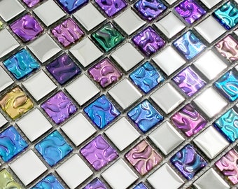 Multicolor Glass Mosaic Tile, Kitchen Bathroom Backsplash