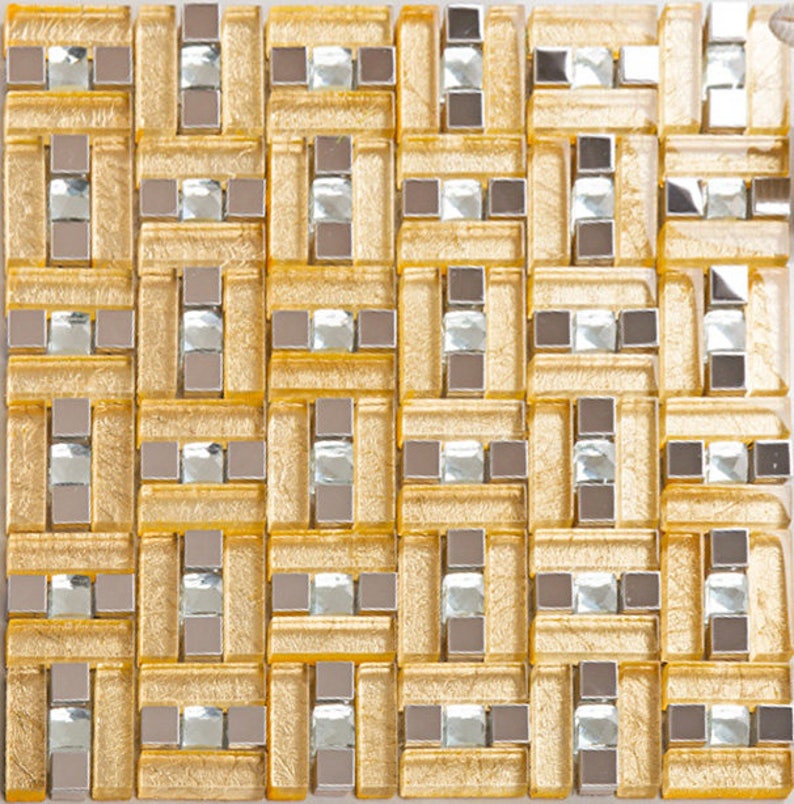 Silver Gold Metal Glass Tile Backsplash Wall Stainless Steel Image 0