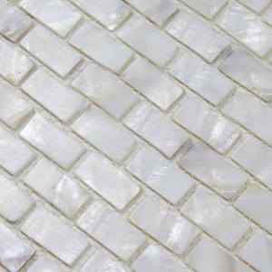 White Mother of Pearl Tile Backsplash BK03-12&quot;x11.8&quot;/Sheet, Linear Wall Subway Tile, Natural Shell Mosaic Mini Brick Kitchen & Bath Tiles
