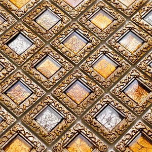 Antique Glass Mosaic Decor Tile Brown Ceramic Textured Finish for Kitchen Backsplash, Bathroom Walls, Fireplace Surrounds, Craft Projects