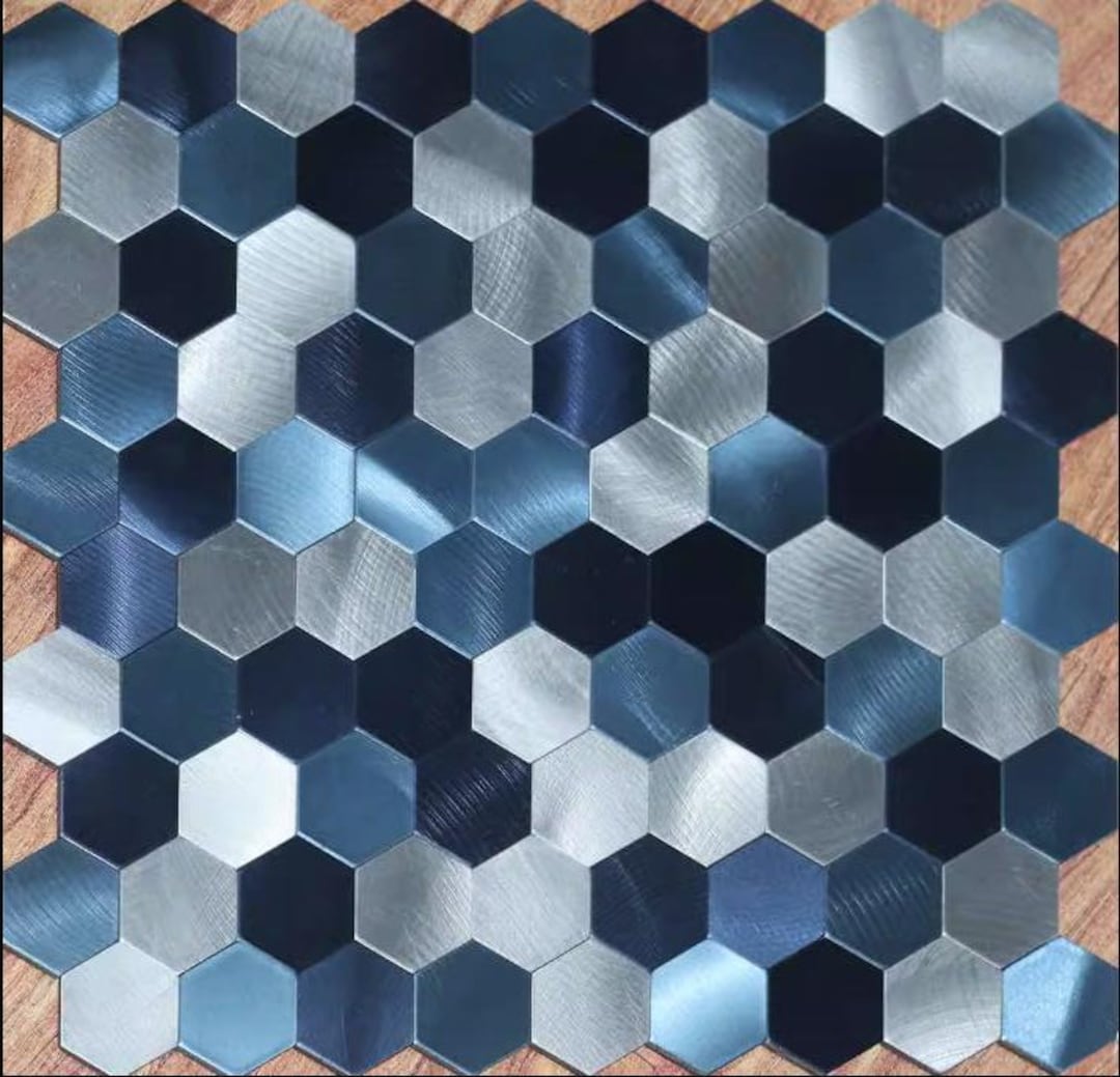 Blue Peel and Stick Tiles Backsplash Tile, Brushed Aluminum Foil ...