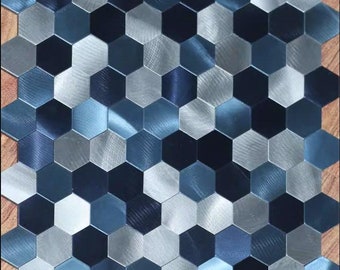 Blau Silber Aluminium Sechseck Schälen und Stick-Fliesen-Aufhängung