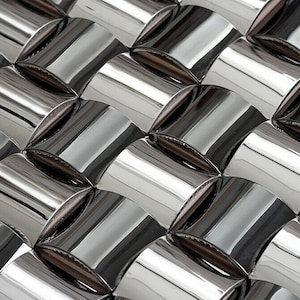 Black and Silver Stainless Steel Backsplash Wall Tiles BXG102-12&quot;x12&quot;/Sheet, Glossy Metal Mosaic Tile for Kitchen, Bathroom & Bar Countertop