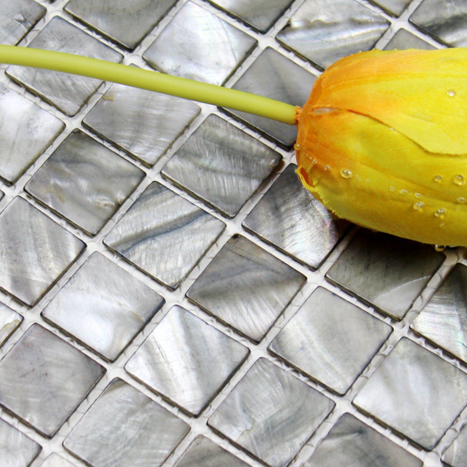 Gray Mother of Pearl Tile Bk01211.6x11.6 per Etsy