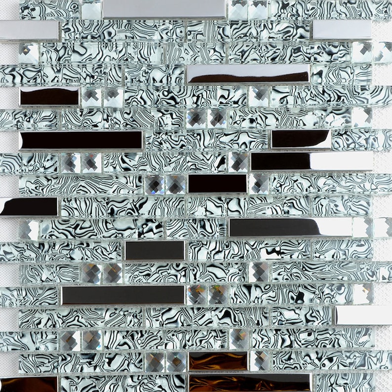 Glass and Stainless Steel Backsplash Tile Etsy Canada