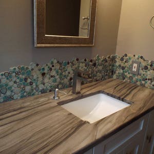 Porcelain Pebble Tile in Blue Cream and Coffee Kitchen Backsplash Heart-Shaped Ceramic Mosaic Bathroom Floor & Wall Tiles image 4