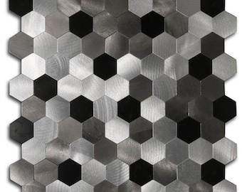 Silber Peel and Stick Backsplash-Kachel, gebürstetes Aluminium-Mosaik