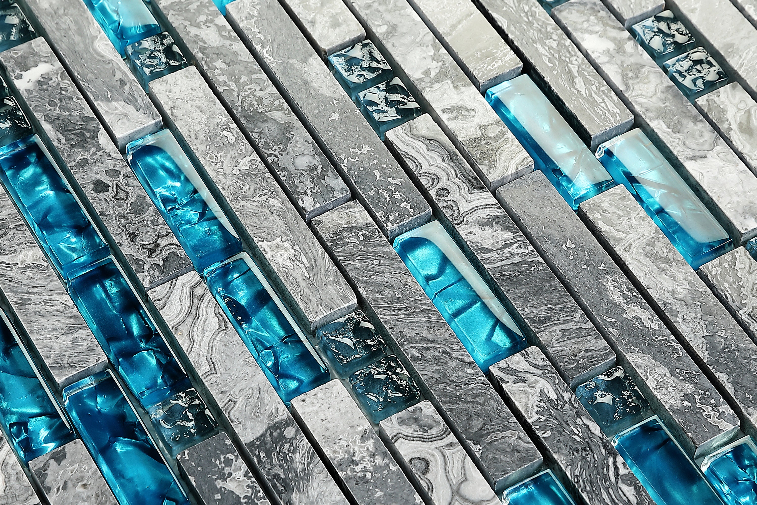 aqua glass tile backsplash