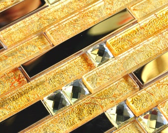Gold Glas-Mosaik-Fliesen-Aufhängung, Edelstahl-Rhine-Akzent