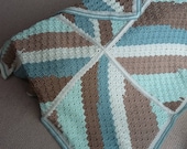 Afghan blanket, crocheted in coastal colours in woolcraft yarn