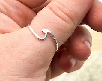 Sterling Silver Wave Ring | Handmade | Hammered Silver Ring